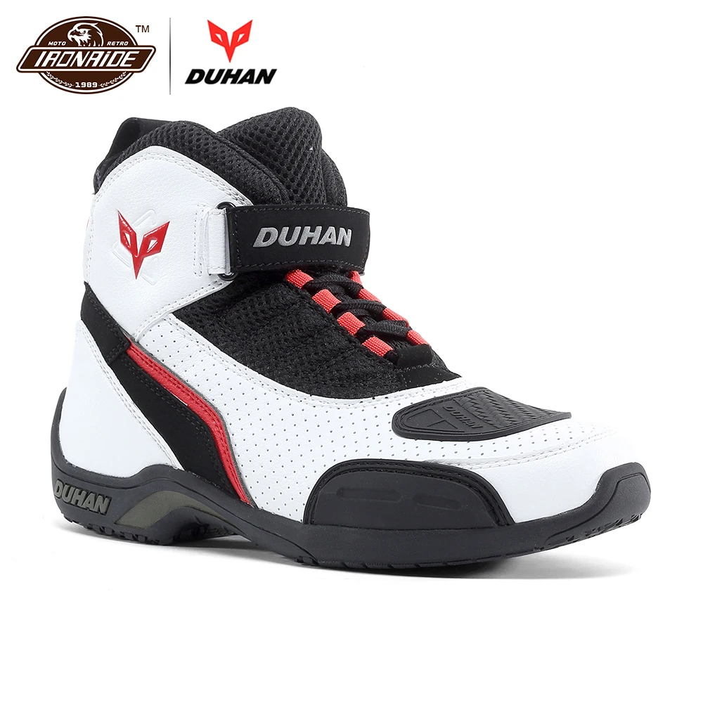 

DUHAN Motorcycle Boots Men Summer Mesh Motorcycle Shoes Motocross Riding Off-Road Racing Boots Moto Boots Botas Moto Black White