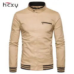 HCXY повседневное для мужчин куртка пальто демисезонный Slim Fit Военная Униформа одноцветное цвет Мужская Верхняя одежда хаки