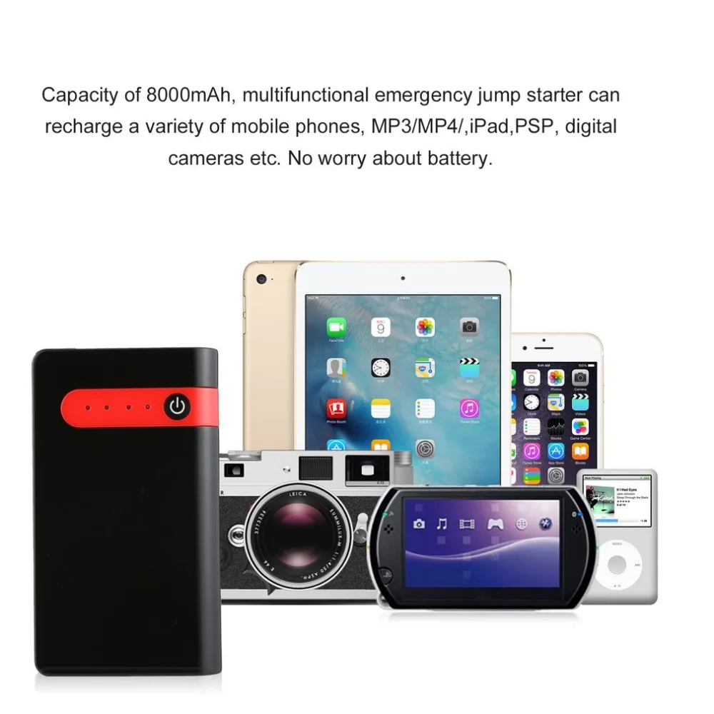 Portable 8000mAh Multi-Function Car Emergency Power Supply Charger Power Bank Jump Starter Booster For Samsung Andorid Portable 8000mAh Multi-Function Car Emergency Power Supply Charger Power Bank Jump Starter Booster For Samsung Andorid