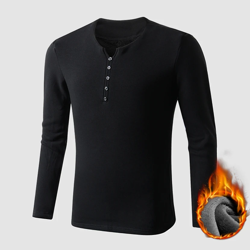 

cotton men's undershirts long sleeve underwear mens fashion 2019 clothes plus velvet thickening shirts button bottom shirt tops