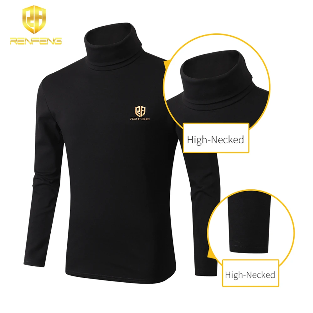 

winter underwear for mens undershirts 95% cotton long sleeve brand t shirts turtleneck Warm shirt renfeng logo thermo shirt mens