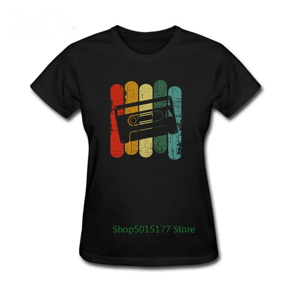 

Classic 80s vintage clothing Audio Cassette Tape disc cassette disk Funny T shirts Girl causal good memory retro Women T-shirt