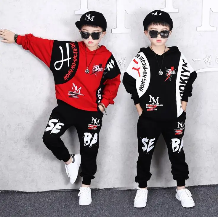 

2 Pieces Autumn Boy's Clothing suit Hoodies + Pants Sets big Boys Dance Sportwear Sets Tracksuit Outwear For 6 8 10 12 14 Years