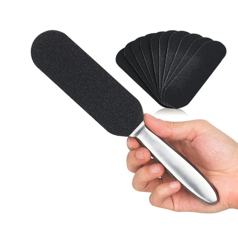 

Double Side Stainless Steel Pedicure Foot File +10Pcs Dry Sanding Paper Hard Skin Remover Feet Care Pedicure Tools New