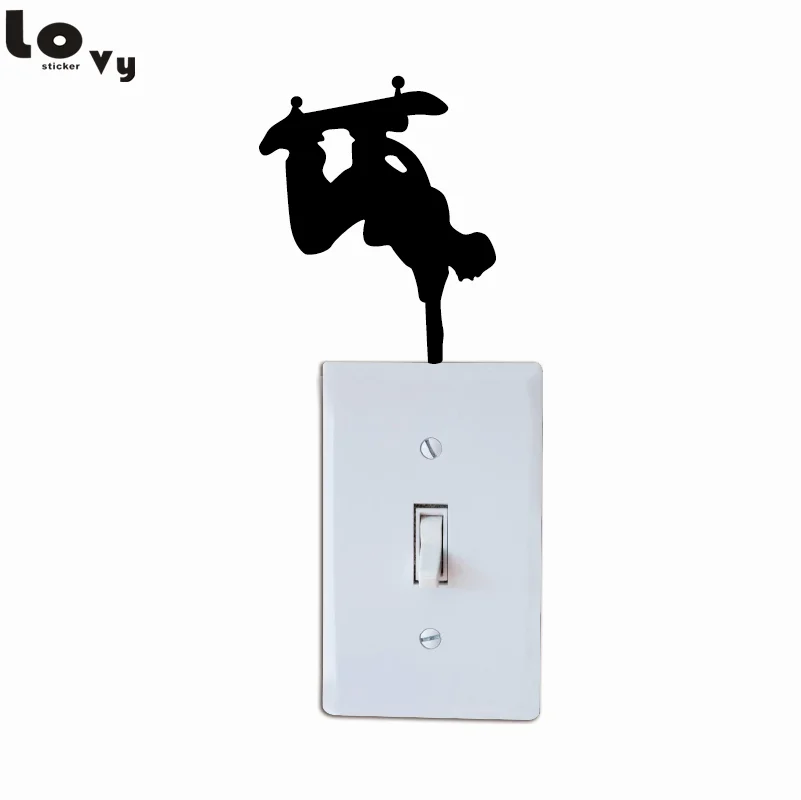 

Man playing skateboard Vinyl Switch Sticker Cartoon Sports Skateboarder Wall Stickers for Kids Rooms Bedroom Home Decor