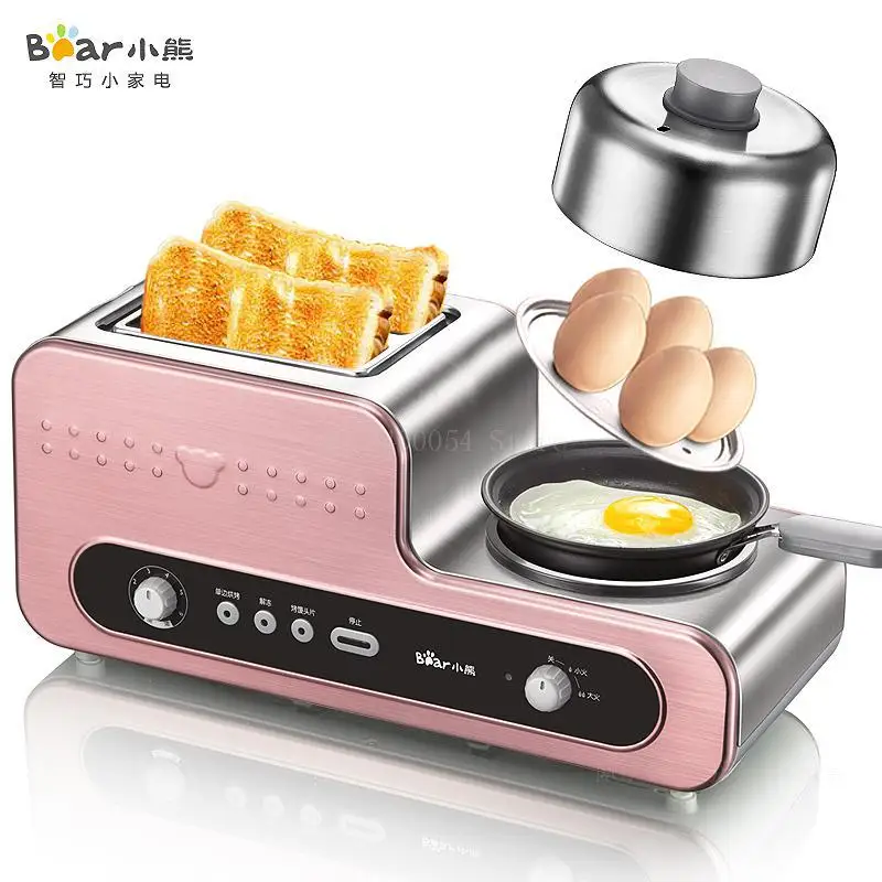 

3 in1 Breakfast Makers Bread Makers Toaster Egg Boiler Nonstick Frying Pan All stainless steel 6 gear External grill