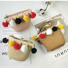 Новая детская соломенная сумка, простая сумка, модная детская сумка из ротанга для девочек, ручная работа, тканые богемные пляжные сумки-мессенджеры