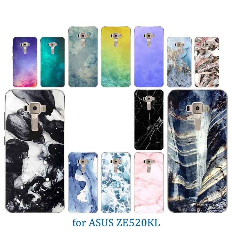 Мягкий силиконовый чехол для телефона Asus ZenFone 3 ZE520KL с цветным каменным узором