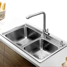 Раковина, двойная кухонная раковина из 304 нержавеющей стали, посылка, раковина, один толстый таз, двойной таз LU4241