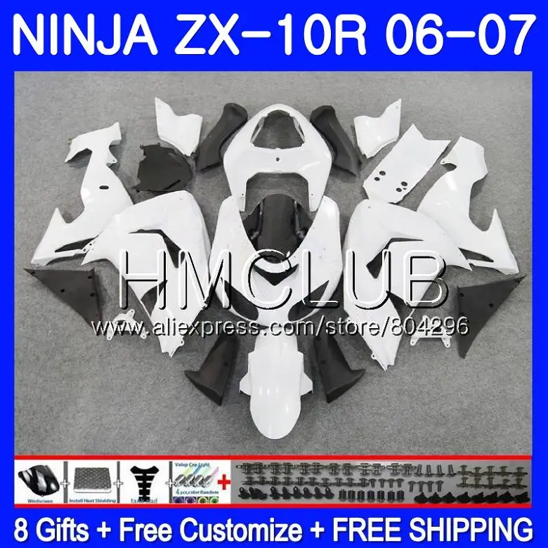 

Bodywork For KAWASAKI NINJA ZX1000C ZX10R 06 07 23HM.15 ZX1000 Gloss white C ZX 10 R ZX-10R 06 07 ZX 10R 2006 2007 Fairing kit
