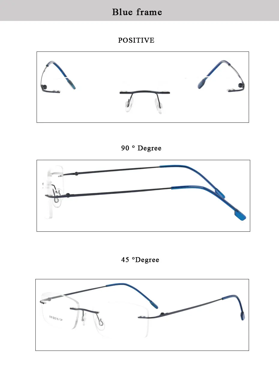 Без оправы с эффектом памяти металлических петлях оптическая оправа для очков очки 50 шт./лот 808