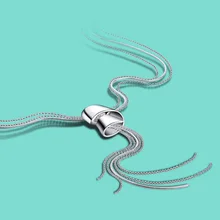925 sterling silver necklace female fashion fringed design solid silver beads chain 68cm girls charm jewelry