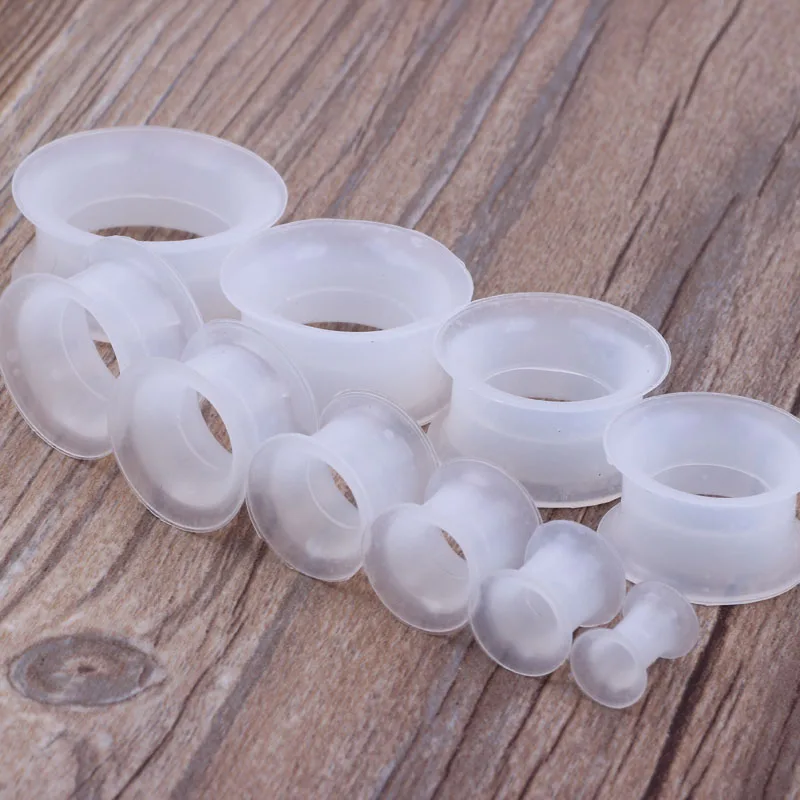 White Soft Silicone Plug Tunnel Body Jewelry 96pcs/lot Mix 12 Sizes Ear Gauges Double Flare Ear Expander Piercing