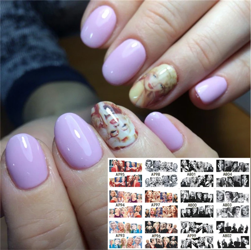 

Nail Sticker Marilyn Monroe Nail Art Water Decals Audrey Hepburnl Design Nail Wraps Transfer Foil Nails Decorations