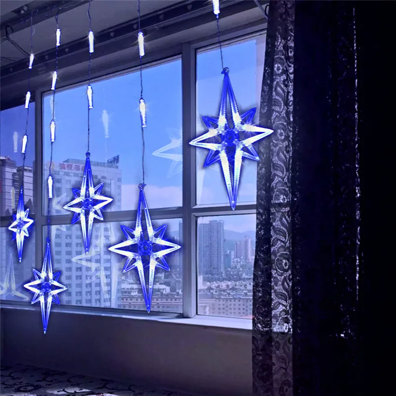 

Romatic Colourful Star String Lights Icicle LED Curtain Fair Lights Indoor Christmas Wedding Party Decoration Lighting Lamp