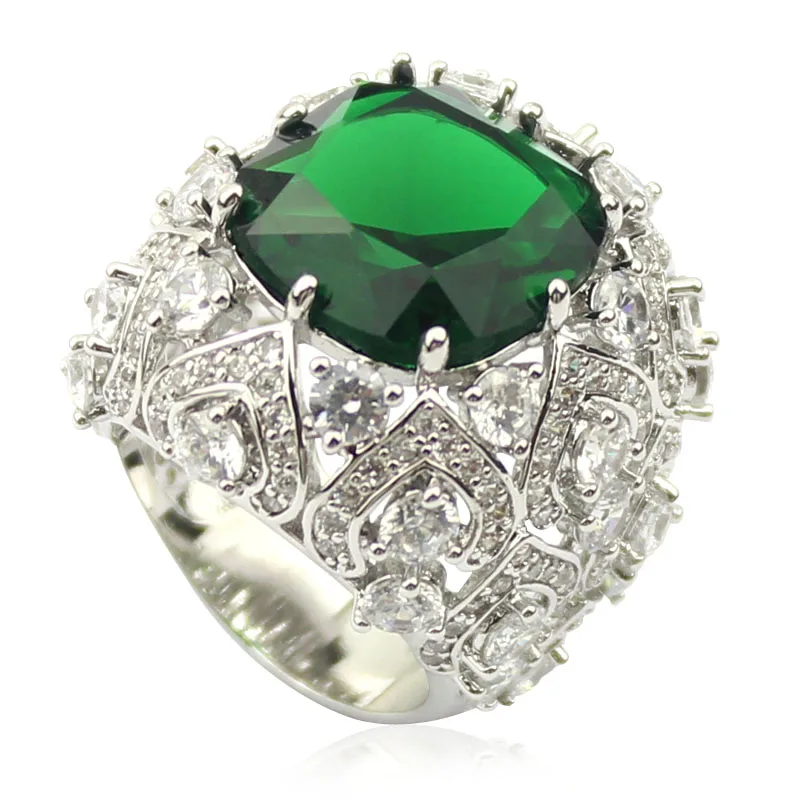 

LYCOON new elegant big ball shape wedding rings with square Crystal prong setting Cubic Zirconia Crystal ring for women LYD198