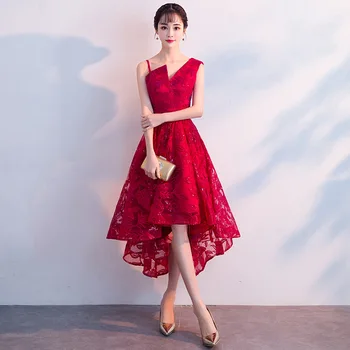 

Sexy Chinese Burgundy Qipao Female Short Cheongsam Dress Vestidos Chinos Oriental Wedding Gowns Party Dresses Size XS-XXL