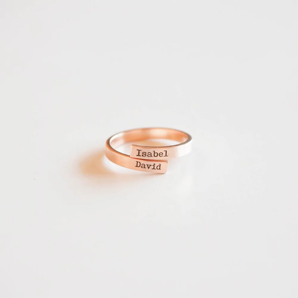 

FYW Fashion Custom Lover's Adjustable Ring Personalized Name Ring Custom Nameplate Ring Gift For Couple Stainless Steel Rings
