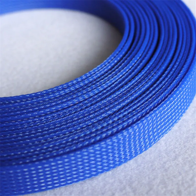 

1 Meters High quality Blue 16mm Braided PET Expandable Sleeving High Density Sheathing Plaited Cable Sleeves DIY