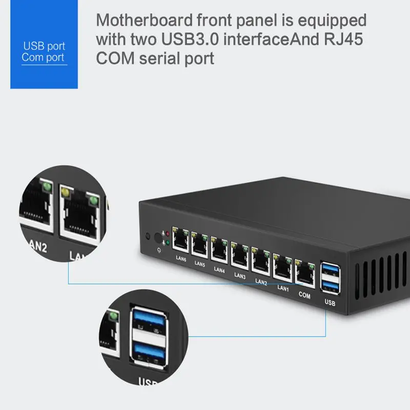 Xcy Mini PC Dual Core 6 Ethernet LAN Celeron 1037U pfSense маршрутизатор брандмауэра мини настольный компьютер Windows 7/10 HD Графика VGA