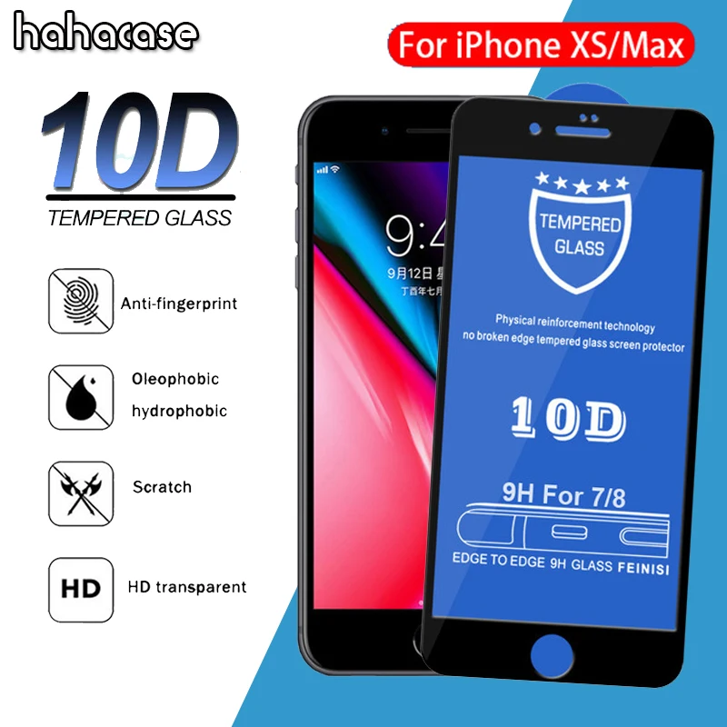 

50pcs 10D Curved Full Cover Tempered Glass Screen Protector For iPhone 11 Pro Max XS XR X 8 7 6 6S Plus Anti-fingerprint Guard