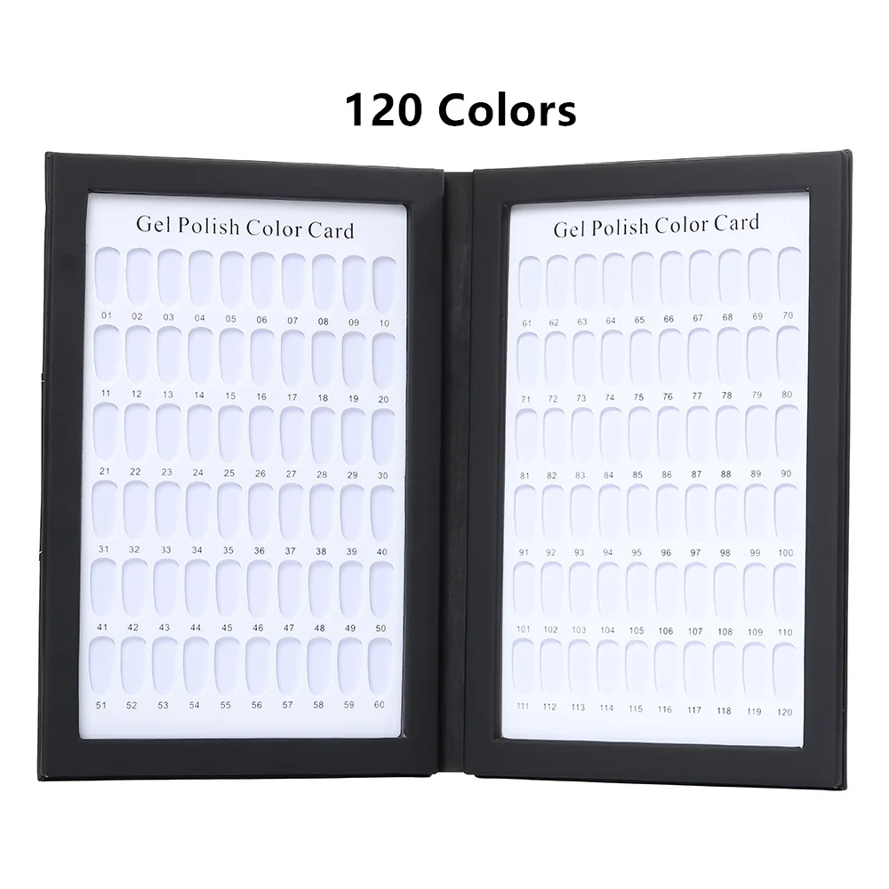 Nail UV Gel Polish Tips Display Book Shelf Board Stand Design For Varnish Chart PU Leather Card Chart Showing Nail Art Practice