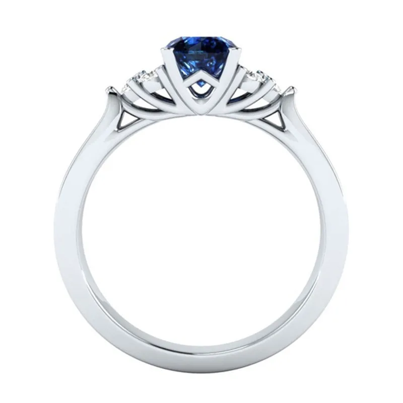 ROMAD Blue Stone Size 10 Zircon Rings Women Luxury Wedding Engagement Gift Flower Shape CZ Finger Rings engagement ring R4