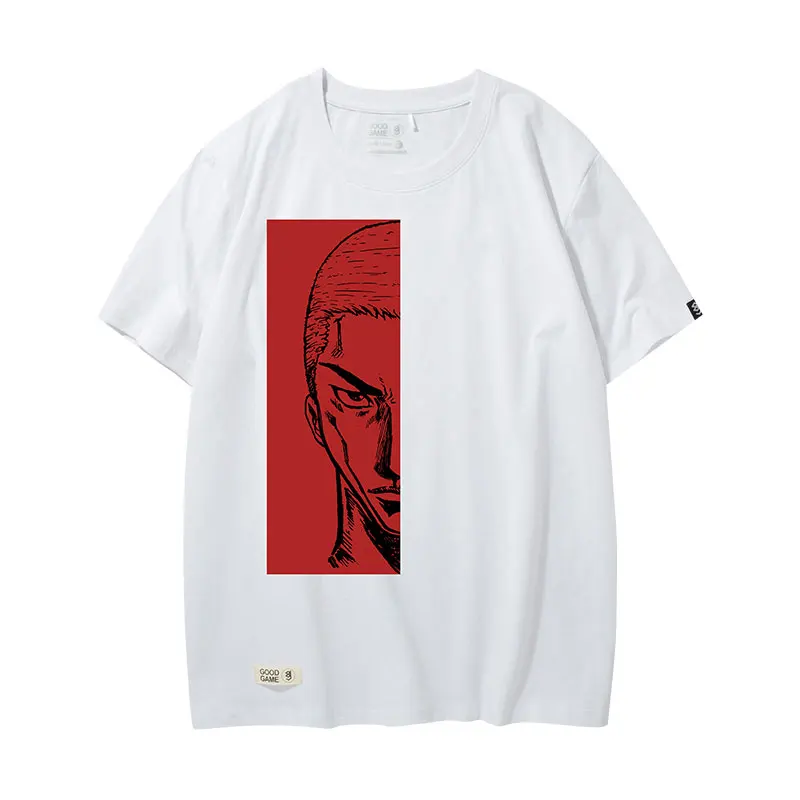 Tee7 Мужская футболка с коротким рукавом в стиле аниме, большие размеры, топы с принтом Slam Dunk, футболки в японском стиле, модные мужские рубашки, парные футболки - Цвет: White