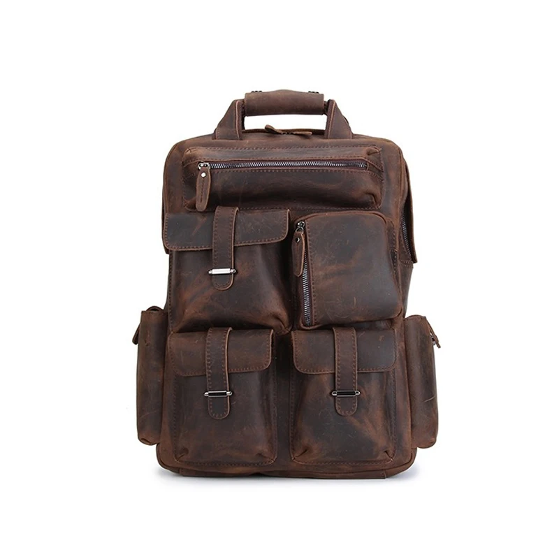 

ROCKCOW Handmade Vintage Leather Backpack, Travel Backpack B827