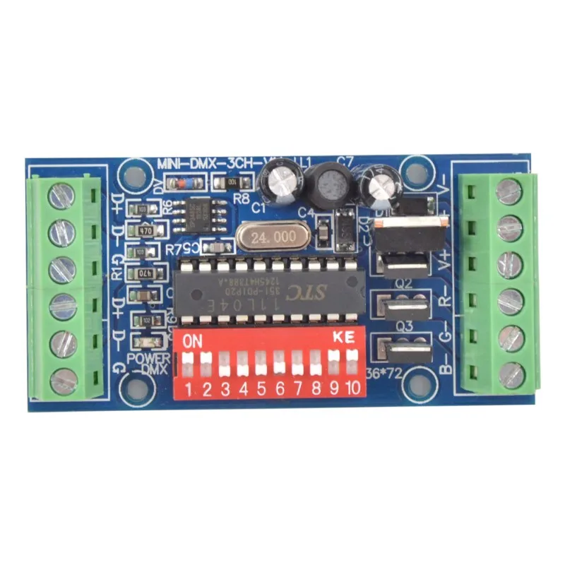 Светодиодный контроллер rgb MINI-DMX-3CH-V1 DMX512 3 канала декодер Диммер для RGB