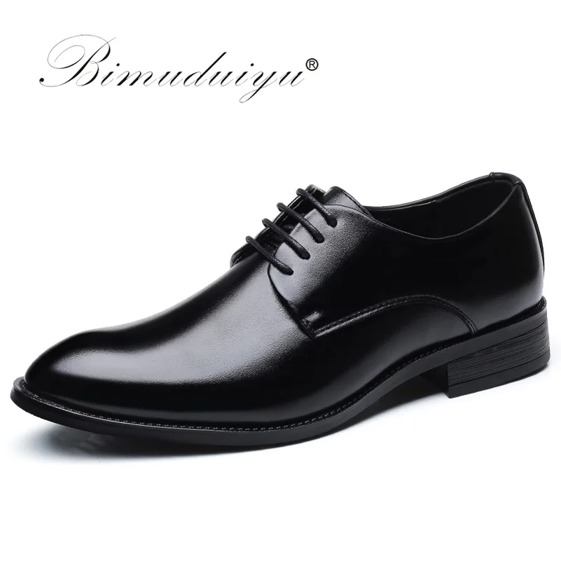 comprar BIMUDUIYU Homem Pontas Do Dedo Do Pé Sapatas De Vestido Dos Homens de luxo Da Marca Clássico Patente Couro Preto Sapatos Oxford Formais Sapatos de Casamento Tamanho Grande