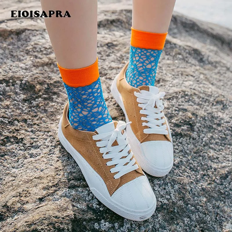 

"[EIOISAPRA]Sexy Colorful Fishnet Socks Women Ankle Socks Mesh Lace Fish Net Short Socks Hollow Lady Girls Cool High Heels Sokke
