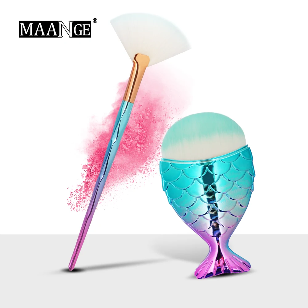 

ESSANCEYA Make Up Brush Set Foundation Eyebrow Eyeliner Blush Fan Cosmetic Brushes 2PCS rainbow mermaid brush pinceis maquiagem