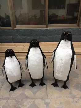 

3 pieces a lot huge simulation penguin models plastic&faux fur large penguin toys gift about 75cm,85cm, 100cm