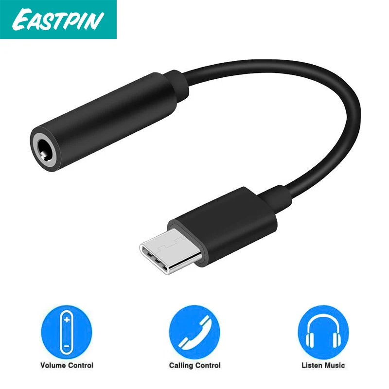 

USB C Digital to 3.5 mm Headphone Jack Adapter,Type C Aux Audio Cable Converter for huawei xiaomi listenning charging calling