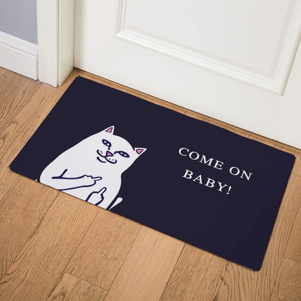 Коврик для входной двери с мультяшным котом, нескользящий коврик для кухни, легко чистится, водонепроницаемый коврик, забавный ковер