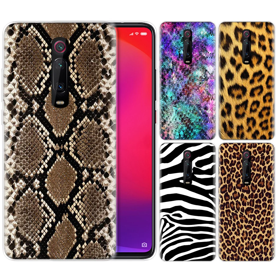 

Silicone Case for Xiaomi Redmi K20 Pro K20Pro Note 5 6 7 7A 6A Mi A2 A1 8 Lite 9 S2 Pocophone F1 leopard print Snake skin art pa