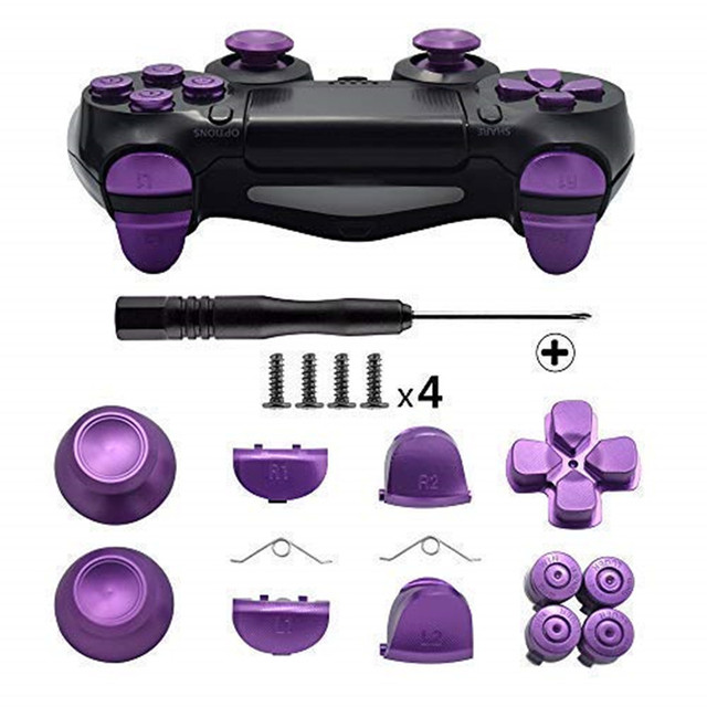 Buttons for Playstation 4, Aluminum Thumbsticks Analog Grip Bullet D-pad L1 R1 L2 R2 Trigger for PS4 V1 Old Controllers