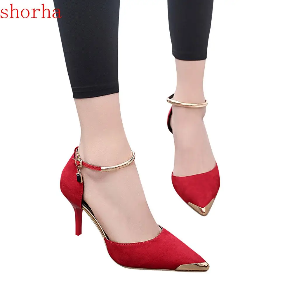 

new 2018 summer Fashion Women Pointed Toe Sandals Ankle High Thin Heels Party women Single Shoes