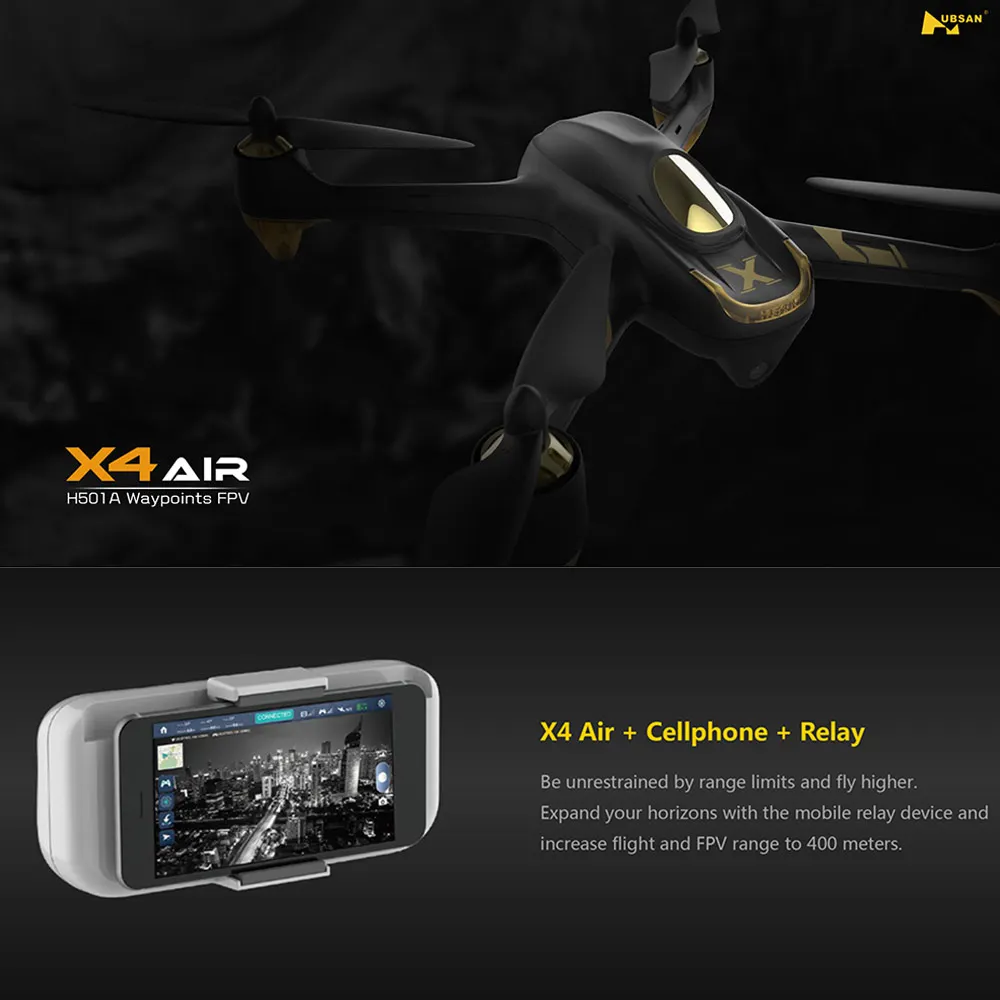 Оригинальный Hubsan H501A X4 Air Pro 1080 P Wifi FPV Бесщеточный Квадрокоптер с дистанционным управлением Дрон с GPS с 400 м диапазоном Wifi релейный усилитель