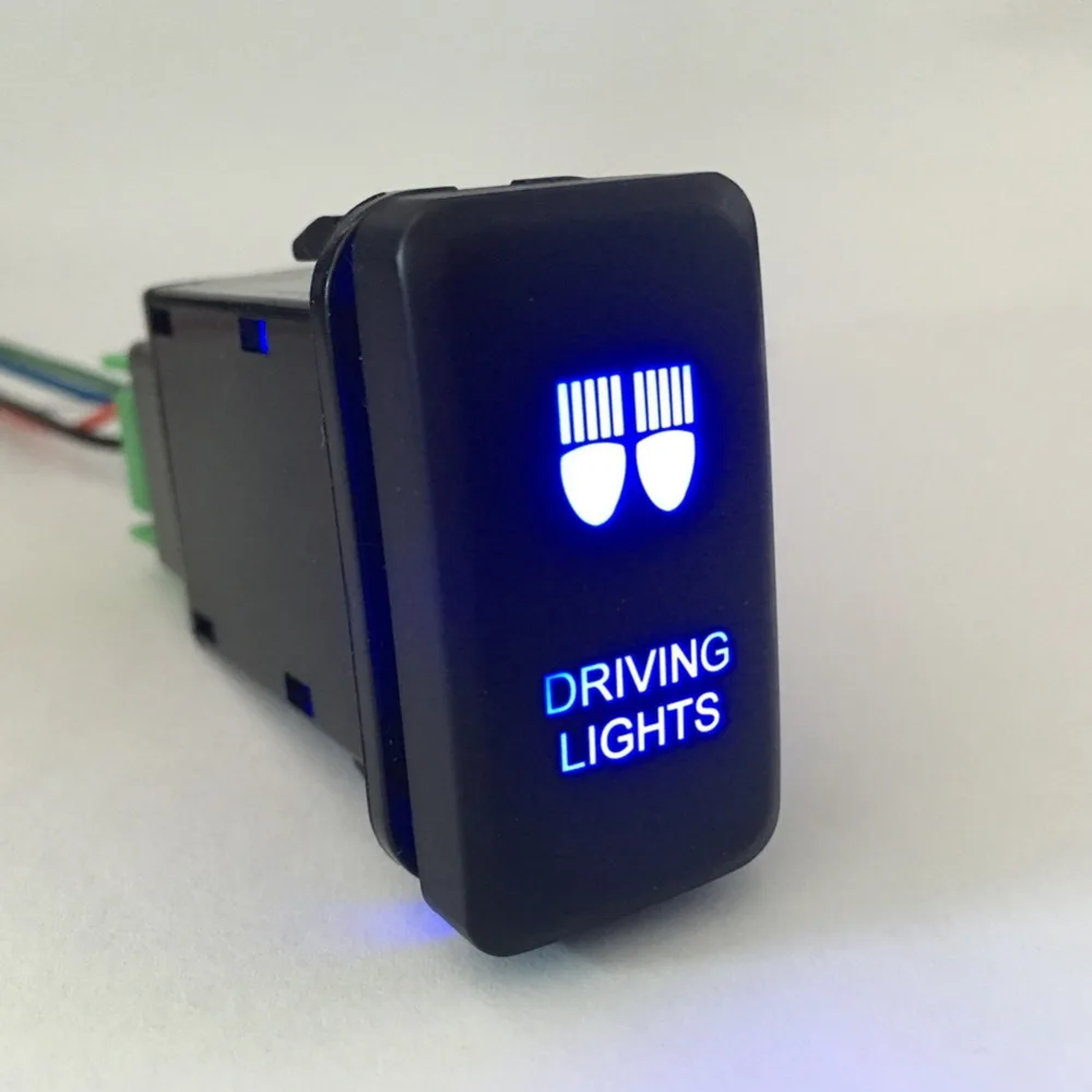 Interruptor basculante de 12V-24V para coche, luces de conducción botón pulsador SPST, azul, ON-OFF, interruptor de un solo botón para Toyota, ABS de calidad - Automóviles y motocicletas