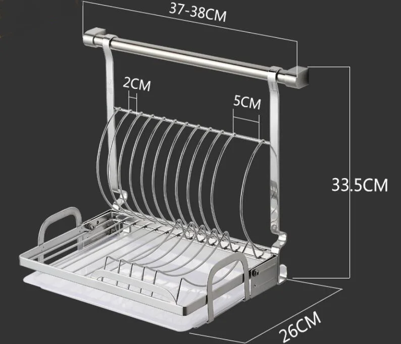 Kitchen stainless steel with folding drip tray design wall-mounted storage pendant tableware rack LU4191