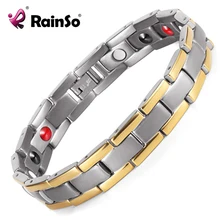 Rainso мужские титан браслеты 4 элементы Магнитный био браслет цвет серебристый, золотой два тона полированный OTB-1289SG