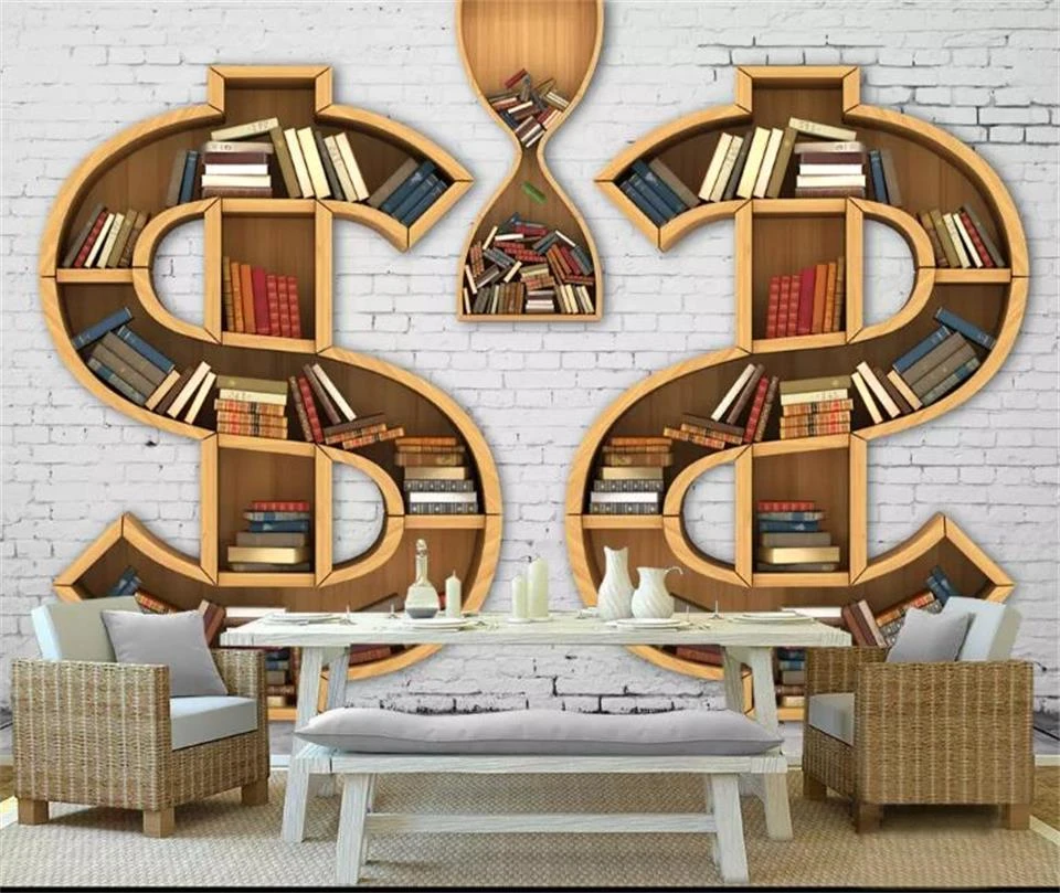Custom 3d Photo Wallpaper Mural Sofa Tv Background S Shape Bookshelf Brick Wall 3d Painting Bedding Room Wallpaper For Walls 3d Wallpapers Aliexpress