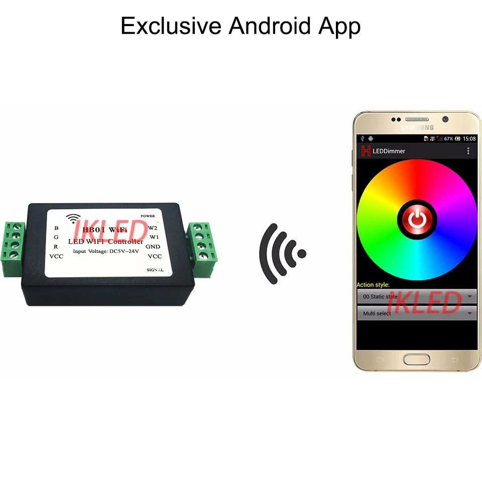 Светодиодная лента RGBWW контроллер, wifi контроллер, android app, max 4A/route, led Wi-Fi затемнитель, для RGB, RGBW, RGBWW полоса, wifi Пульт дистанционного управления