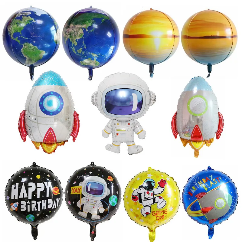 Вечерние воздушные шары из фольги с космонавтом, космический корабль, космический корабль, Галактика/Солнечная система, вечерние украшения для мальчиков, день рождения, вечеринки