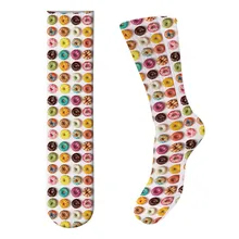 1 пара для женщин 3D принт картофель фри Гольфы забавные Красочный леденец узор модные носки Макарон мультфильм Длинные хлопковые носки
