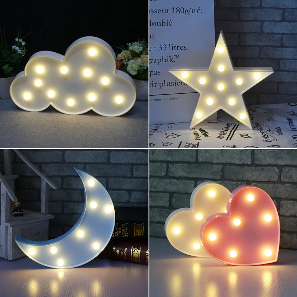 Buy 3D Cloud Night Lights Unicorn Star Marquee LED