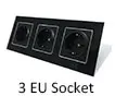 Четырехместный ЕС розетка круглая коробка крепление CE Wallpad Роскошный Черный Кристалл Стекло 4 рамки 16A ЕС Стандартный электрическая