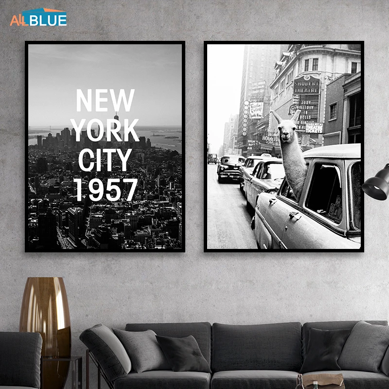 Vintage New York City Posters And Prints Alpaca Canvas Wall Art